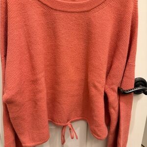 Pink Women's Knit Sweater with Drawstring Hem